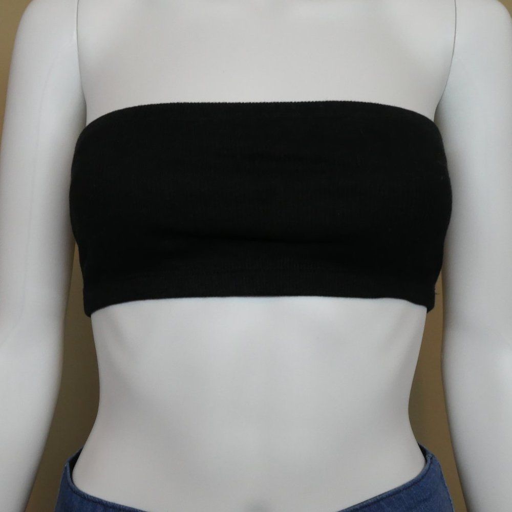 LF Seek the Label Black Ribbed Bandeau Bra Small NWT